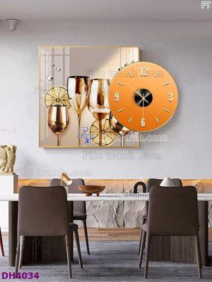 Tải file File tranh đồng hồ tráng gương kiểu mới DH4034 (gốc) làm tranh trang trí