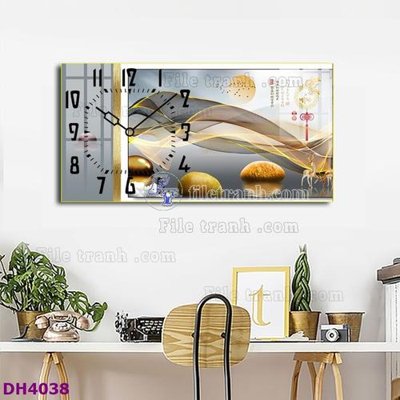 Download file gốc File tranh đồng hồ tráng gương hươu nai hiện đại FDH4038 (in mica) trang trí