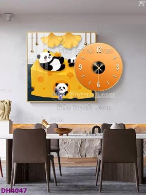 File in lụa File tranh đồng hồ tráng gương kiểu mới DH4047 (tân cổ điển) File tranh đồng hồ tráng gương kiểu mới DH4047