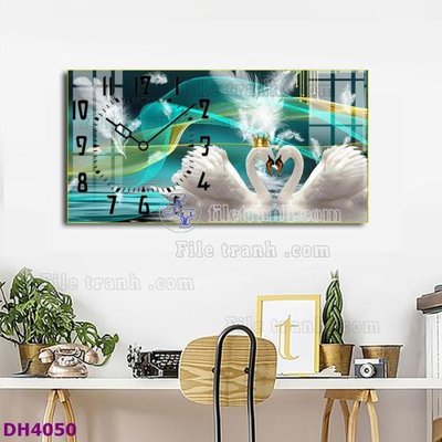 Tải file gốc in lụa File tranh đồng hồ tráng gương hươu nai hiện đại FDH4050 siêu nét