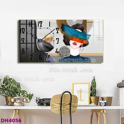 Download file gốc File tranh đồng hồ tráng gương hươu nai hiện đại FDH4056 (in mica) logo