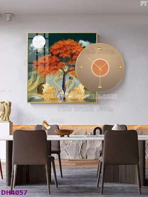 File gốc File tranh đồng hồ tráng gương kiểu mới DH4057 (chủ đề hiện đại) trang trí