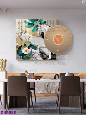 File PSD File tranh đồng hồ tráng gương kiểu mới DH4058 (gốc) cho designer