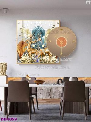 File gốc File tranh đồng hồ tráng gương kiểu mới DH4059 (bản quyền) cho in ấn