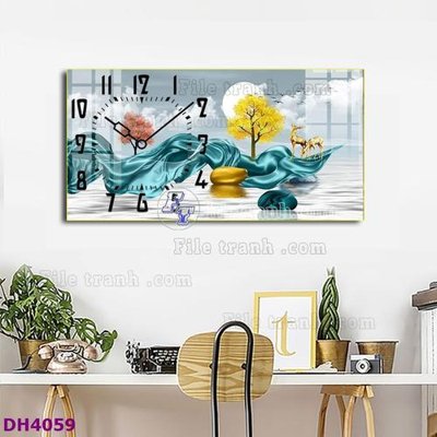 Mua file gốc File tranh đồng hồ tráng gương hươu nai hiện đại FDH4059 (PSD) tại Filetranh.com