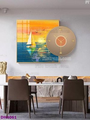 File tranh File tranh đồng hồ tráng gương kiểu mới DH4061 (bản gốc) in lụa 3D