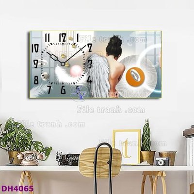 Download file File tranh đồng hồ tráng gương hươu nai hiện đại FDH4065 (gốc) in mica ốp bếp