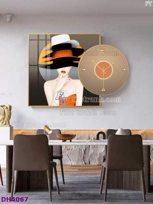 File PSD File tranh đồng hồ tráng gương kiểu mới DH4067 (bản gốc) dễ dàng edit