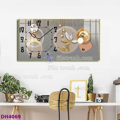 File in ấn File tranh đồng hồ tráng gương hươu nai hiện đại FDH4069 (bản gốc) sắc nét