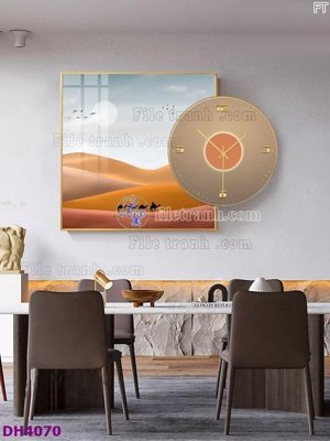 File tranh File tranh đồng hồ tráng gương kiểu mới DH4070 (gốc) phong cách tối giản