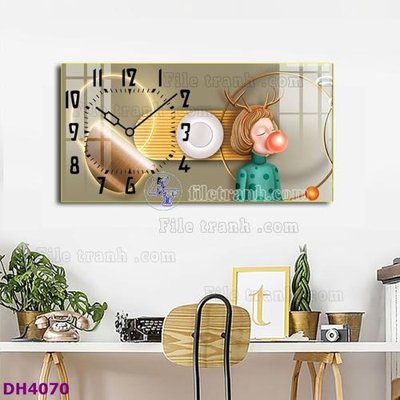 Tải file File tranh đồng hồ tráng gương hươu nai hiện đại FDH4070 (gốc) chủ đề tôn giáo