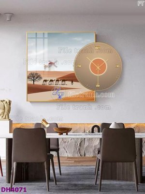 File in trần File tranh đồng hồ tráng gương kiểu mới DH4071 (bản gốc) mây trời