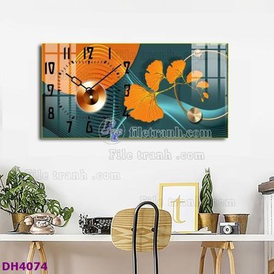 Download file gốc File tranh đồng hồ tráng gương hươu nai hiện đại FDH4074 (in mica) 3D