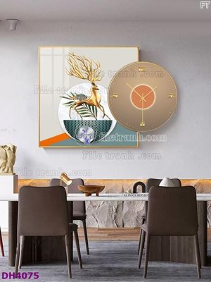 File gốc File tranh đồng hồ tráng gương kiểu mới DH4075 (ảnh rõ nét) để in