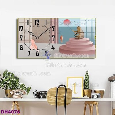 File gốc File tranh đồng hồ tráng gương hươu nai hiện đại FDH4076 (ảnh chi tiết) để in ấn