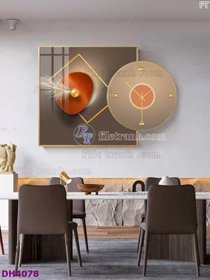 File tranh in tráng gương File tranh đồng hồ tráng gương kiểu mới DH4078 (siêu nét)