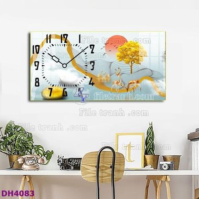 Tải file File tranh đồng hồ tráng gương hươu nai hiện đại FDH4083 (gốc) in ấn ngay lập tức