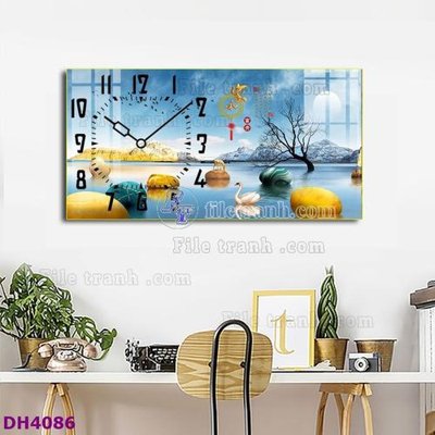 File tranh File tranh đồng hồ tráng gương hươu nai hiện đại FDH4086 (ảnh gốc) in trần nhà