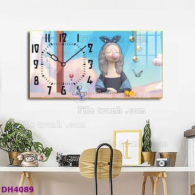 Tải file File tranh đồng hồ tráng gương hươu nai hiện đại FDH4089 (gốc) in ấn ngay lập tức