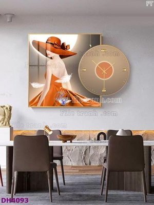 File PSD File tranh đồng hồ tráng gương kiểu mới DH4093 (gốc) cho designer