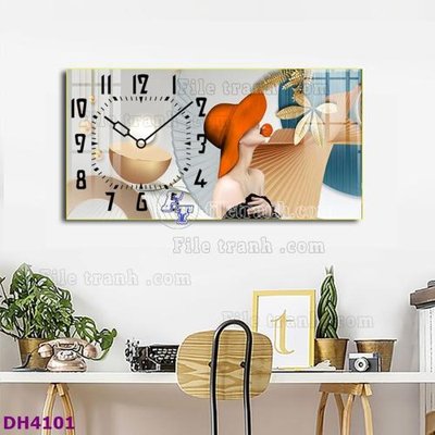 File gốc File tranh đồng hồ tráng gương hươu nai hiện đại FDH4101 (trang trí) phòng làm việc