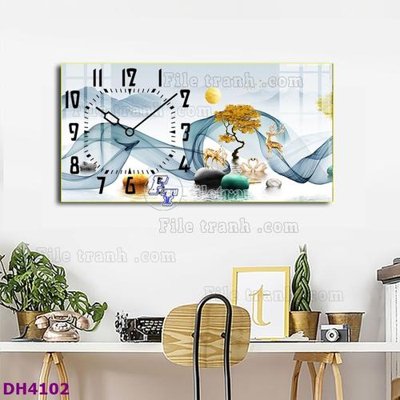 Tải file File tranh đồng hồ tráng gương hươu nai hiện đại FDH4102 (gốc) in ấn ngay lập tức