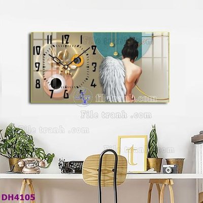 File tranh in tráng gương File tranh đồng hồ tráng gương hươu nai hiện đại FDH4105 (siêu nét)