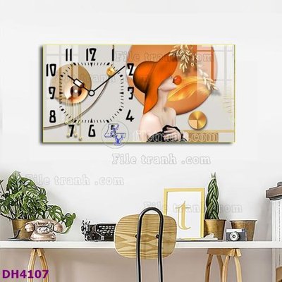 Hình ảnh file gốc File tranh đồng hồ tráng gương hươu nai hiện đại FDH4107 cho in UV