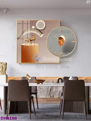 File ảnh File tranh đồng hồ tráng gương kiểu mới DH4108 (gốc) in PP, decal