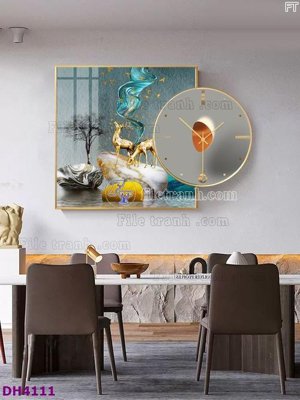 Tải file gốc in lụa File tranh đồng hồ tráng gương kiểu mới DH4111 siêu nét