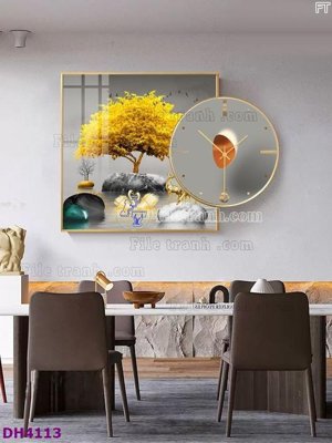 Ảnh gốc File tranh đồng hồ tráng gương kiểu mới DH4113 (độ nét cao) in mica
