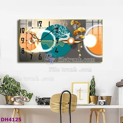 File in mica File tranh đồng hồ tráng gương hươu nai hiện đại FDH4125 (bản gốc) siêu trong