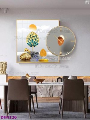 File gốc File tranh đồng hồ tráng gương kiểu mới DH4126 (in tráng gương) nghệ thuật