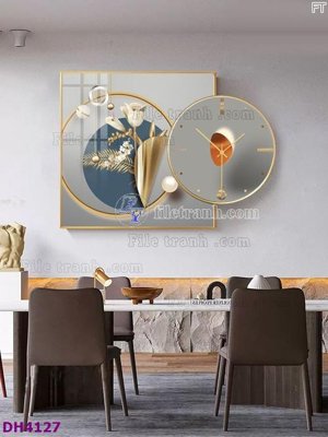 Download file tranh File tranh đồng hồ tráng gương kiểu mới DH4127 (file gốc PSD)