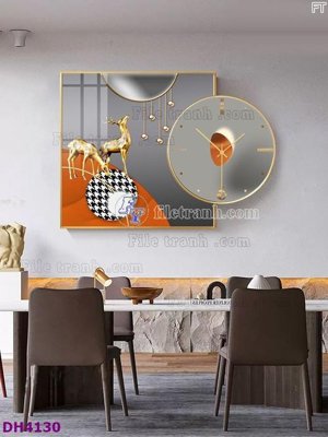 File ảnh File tranh đồng hồ tráng gương kiểu mới DH4130 (gốc) dùng in Pano