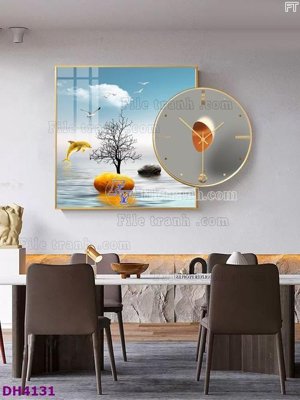 File PSD in ấn File tranh đồng hồ tráng gương kiểu mới DH4131 (chất lượng cao)