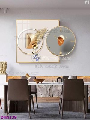 File ảnh File tranh đồng hồ tráng gương kiểu mới DH4139 (gốc) in Hiflex