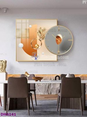 File gốc File tranh đồng hồ tráng gương kiểu mới DH4141 (in lụa) cao cấp