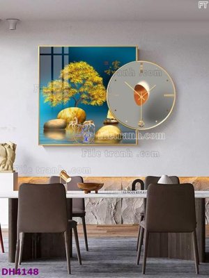 File tranh File tranh đồng hồ tráng gương kiểu mới DH4148 (gốc) chủ đề tĩnh vật