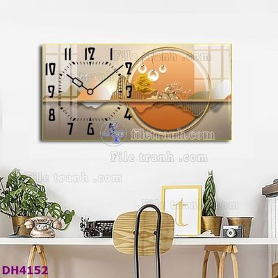File tranh File tranh đồng hồ tráng gương hươu nai hiện đại FDH4152 (bản gốc) in lụa 3D