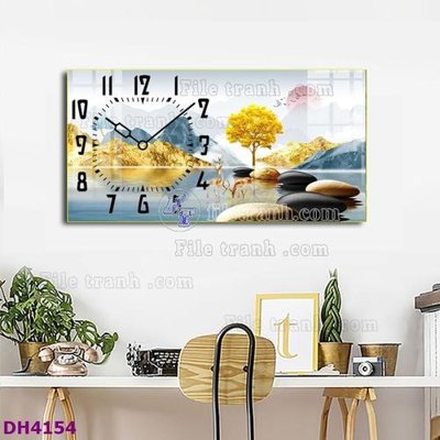 Download file tranh File tranh đồng hồ tráng gương hươu nai hiện đại FDH4154 (file gốc PSD)