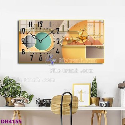 Tải file File tranh đồng hồ tráng gương hươu nai hiện đại FDH4155 (gốc) làm file in ấn