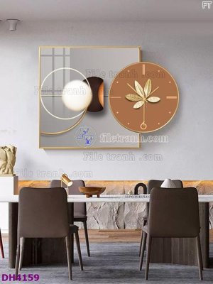 Ảnh gốc File tranh đồng hồ tráng gương kiểu mới DH4159 (độ nét cao) in mica