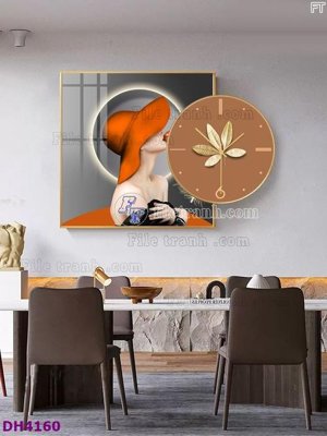 File gốc File tranh đồng hồ tráng gương kiểu mới DH4160 (ảnh chi tiết) để in lụa