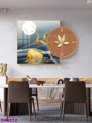 File gốc in ấn File tranh đồng hồ tráng gương kiểu mới DH4172 chất lượng vượt trội