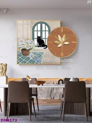 File gốc in ấn File tranh đồng hồ tráng gương kiểu mới DH4173 chất lượng vượt trội