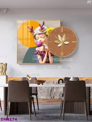 Hình ảnh file gốc File tranh đồng hồ tráng gương kiểu mới DH4174 cho in UV