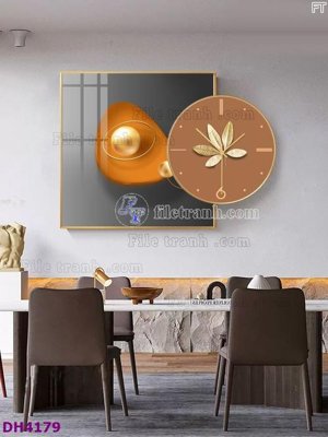 File gốc File tranh đồng hồ tráng gương kiểu mới DH4179 (in lụa) tranh mã đáo