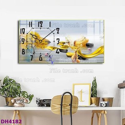 File in mica File tranh đồng hồ tráng gương hươu nai hiện đại FDH4182 (bản gốc) siêu trong