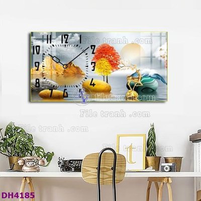 File tranh File tranh đồng hồ tráng gương hươu nai hiện đại FDH4185 (bản gốc) treo tường